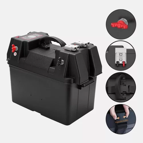 Cutie Ermetica SMART pentru baterie auto, multifunctionala cu terminale externe, voltmetru, pentru calatorii, camping, ambarcatiuni, rulote