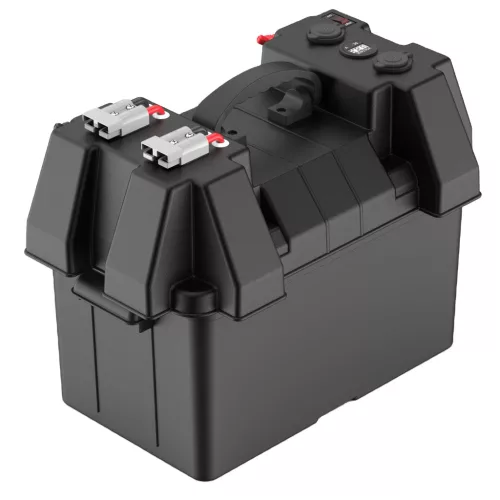 Cutie Ermetica SMART pentru baterie auto, multifunctionala cu terminale externe, voltmetru, pentru calatorii, camping, ambarcatiuni, rulote