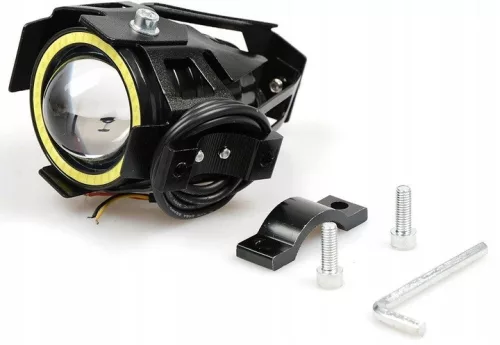 Proiector LED cu Lupa, Angel Eye ALB si Devil Eye RED, alimentare 12V, pentru Off-Road, ATV, SSV, UTV