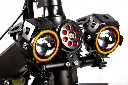 Proiector LED cu Lupa, Angel Eye ALB si Devil Eye RED, alimentare 12V, pentru Off-Road, ATV, SSV, UTV