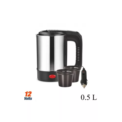Elektromos termosz, autós vízforraló 2 csészével, 12V tápegység, teljesítmény 250W, űrtartalom 500ml