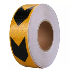   Méhsejtes öntapadó fényvisszaverő szalag - FEKETE-SÁRGA NYÍL (tekercs 5cm x 25m)