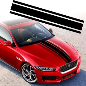   Sticker autoadeziv Tuning, model "Triple Stripes", dimensiune 125 x 22 cm, culoare Neagra