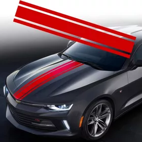   Sticker autoadeziv Tuning, model "Triple Stripes", dimensiune 125 x 22 cm, culoare Rosie