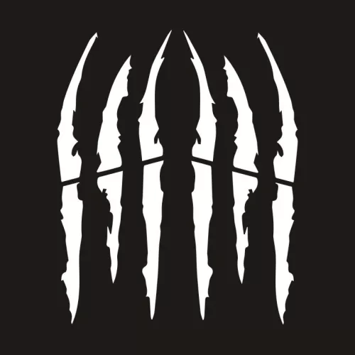 2 db-os öntapadós Tuning matrica szett, "Monster Scratches" modell, 37 x 9 cm méret, fehér szín