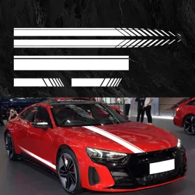   Set 5 stickere autoadezive Tuning, model "Racing Stripes V1", dimensiune 190 cm, culoare Alba