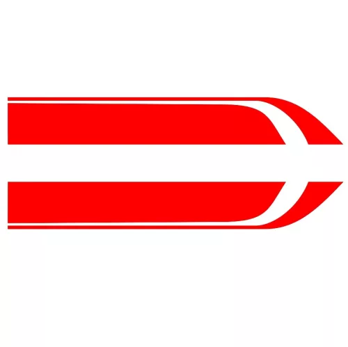 2 db-os öntapadós Tuning matrica szett, "Hood Stripes V1" modell, 85 x 12 cm méret, piros szín