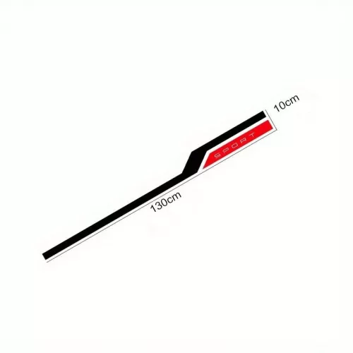 Set sticker autoadeziv Tuning in doua culori, model "Hood Stripes V3", dimensiune 130 x 10 cm, culoare Negru + Rosu