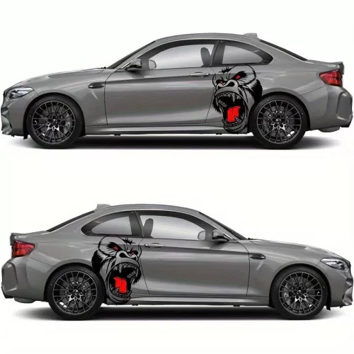 2 db öntapadós Tuning matrica szett két színben, "Gorilla" modell, méret 70 x 47 cm, szín fekete + piros