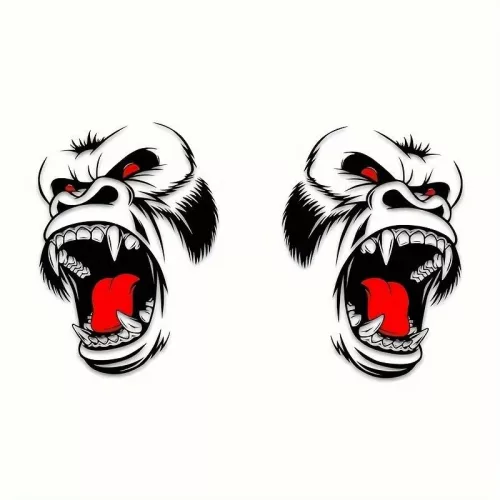 2 db öntapadós Tuning matrica szett két színben, "Gorilla" modell, méret 70 x 47 cm, szín fekete + piros