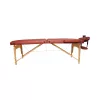 Skladací masážny stôl, 2 zóny, drevený rám, 5 cm pena, výška 55-76 cm, eko koža, rozmery 60x213 cm, bordová farba
