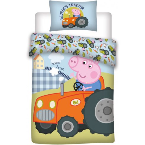 Peppa malac George's Tractor gyerek, ovis ágyneműhuzat 100×135cm, 40×60 cm