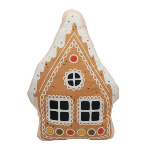 Mézeskalács házikó Sweet Karácsony formapárna, díszpárna 40x34 cm Velúr