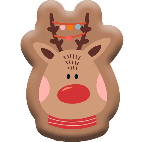 Rénszarvas Brown Karácsony formapárna, díszpárna 40x27 cm Velúr