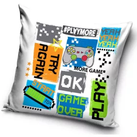 Gamer-Kissen „Nochmal versuchen“, Dekokissen 40 x 40 cm