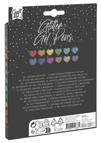 Színes Craft csillámos zselés toll szett 12 db-os