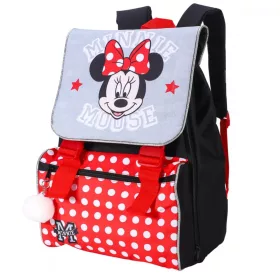 Disney Minnie Schultasche, grau, mit Bommel, 42 cm