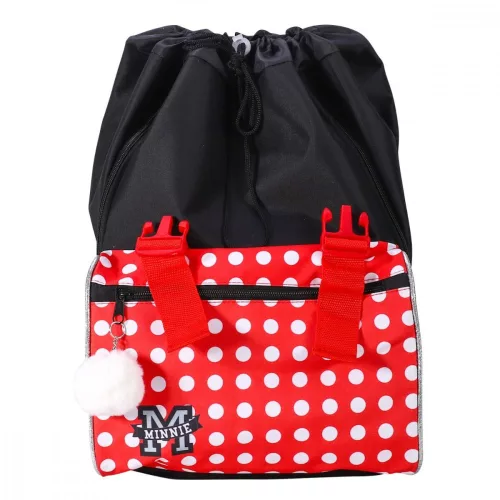 Disney Minnie Schultasche, grau, mit Bommel, 42 cm