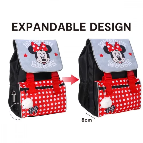 Disney Minnie Schultasche, grau, mit Bommel, 42 cm