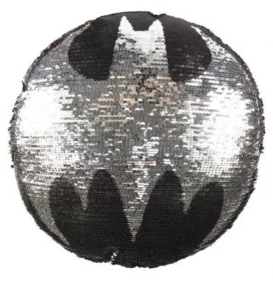 Wendbares Paillettenkissen mit Batman-Symbol, 30 cm