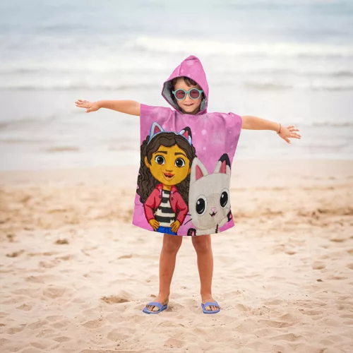 Gabis Puppenhaus Rosa Strandtuch-Poncho 50x115 cm