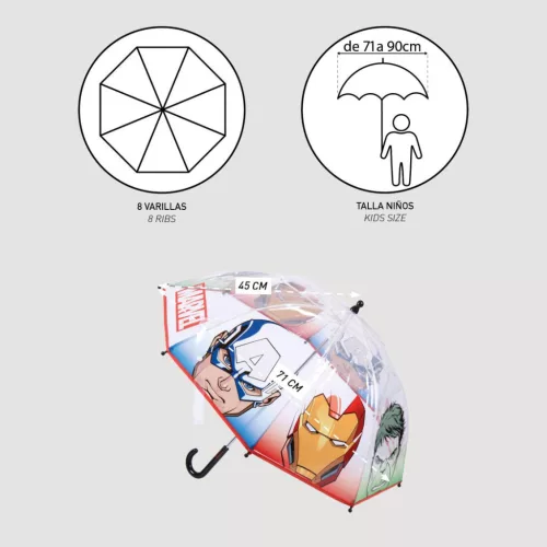 Avengers Mighty Kids transparenter Regenschirm Ø71 cm