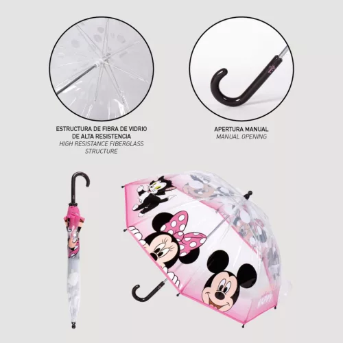 Disney Minnie Make Me Happy gyerek átlátszó esernyő Ø71 cm