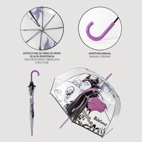Transparenter Regenschirm mit Disney-Bösewicht Maleficent, Ø 86 cm