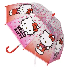 Hello Kitty Dots Kinder-Regenschirm, transparent, Ø 71 cm