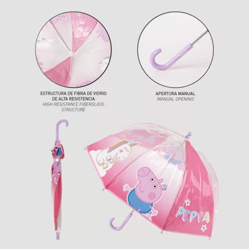 Peppa malac Unicorn gyerek átlátszó esernyő Ø71 cm