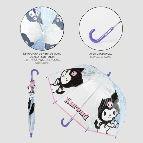 Hello Kitty Kuromi gyerek átlátszó esernyő Ø71 cm