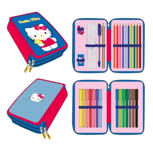 Modrý držiak na perá Hello Kitty s 2 úrovňami