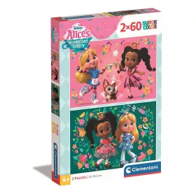   Disney Alice im Wunderland Süßwarenladen Blumen 2x60-teiliges Puzzle Clementoni