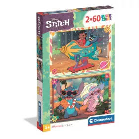   Disney Lilo a Stitch, Hviezdny pes Galaktická dovolenka 2x60 dielikov puzzle Clementoni
