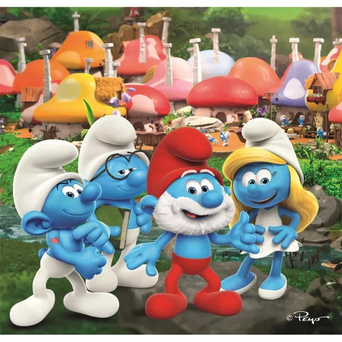 Hupikék törpikék Village 3x48 db-os puzzle Clementoni
