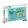 60-dielne maxi puzzle Mapa divokej zveri Clementoni
