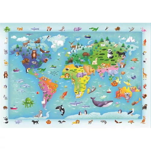 60-dielne maxi puzzle Mapa divokej zveri Clementoni