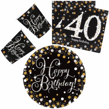   Happy Birthday Gold 40 party szett 32 db-os 23 cm-es tányérral