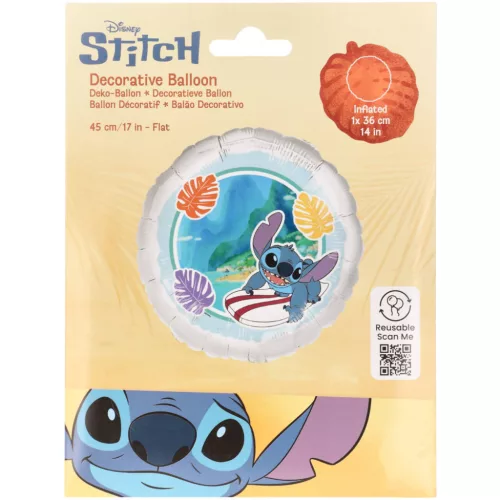 Disney Lilo és Stitch, A csillagkutya Surfer Alien fólia lufi 45 cm
