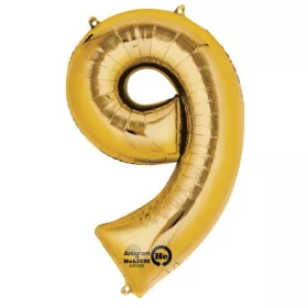 Arany Gold óriás 9-es szám fólia lufi  86x55 cm
