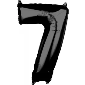 Schwarzer Folienballon mit der Zahl 7, 66 x 43 cm