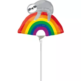 Faultier Regenbogen Mini-Folienballon 25 cm (WP)