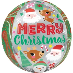   Fröhliche Weihnachten, festliche Freunde, kugelförmiger Folienballon, 40 cm