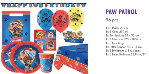 Párty sada Hrdinovia Tlapkovej patroly, 56 dielikov