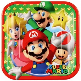 Super Mario Pilzwelt Pappteller, 8 Stück, 18 cm
