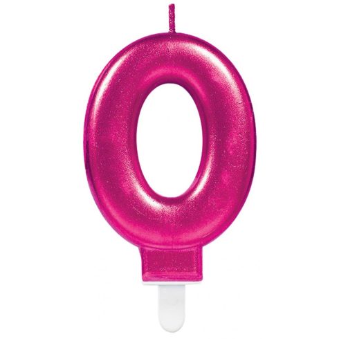 Rózsaszín Pink számgyertya, tortagyertya 0-ás