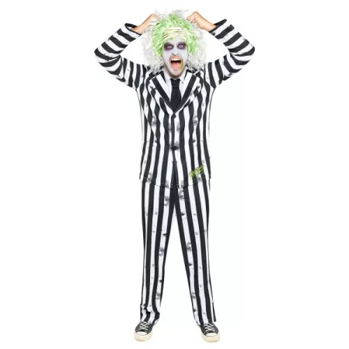 Beetlejuice gestreiftes Erwachsenenkostüm XL