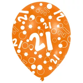  Oranžový balón k narodeninám 21, 6 kusov, 11 palcov (27,5 cm)