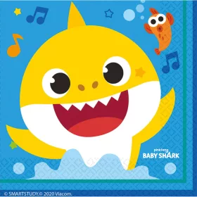 Baby Shark Musik-Servietten, 16 Stück, 33 x 33 cm