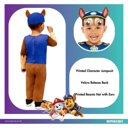 Kostým šteniatka Paw Patrol Chase modrý, 18-24 mesiacov